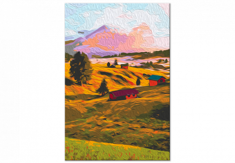 Paint by Number Kit Autumn Village - Landscape of a Sunny Valley against a Pink Sky 146538 additionalImage 4