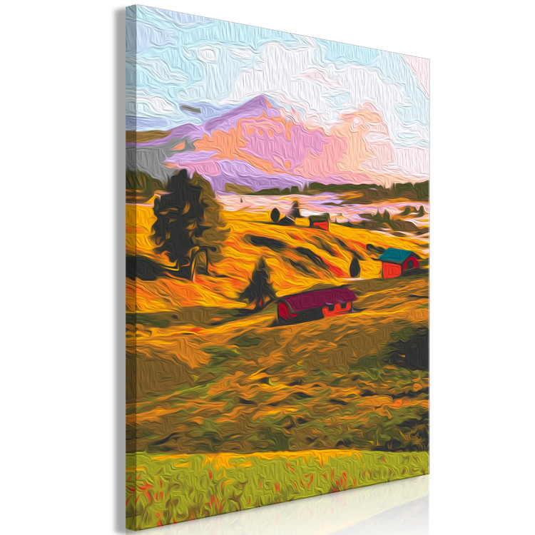 Paint by Number Kit Autumn Village - Landscape of a Sunny Valley against a Pink Sky 146538 additionalImage 7