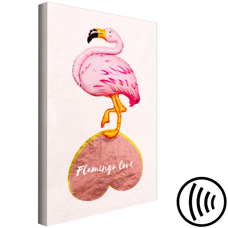 Canvas Flamingo standing on inverted heart - bird with an English inscription 125448 additionalImage 6