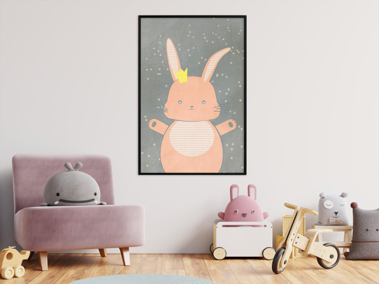 Poster Pink Princess - abstract colorful animal against black sky 129548 additionalImage 4