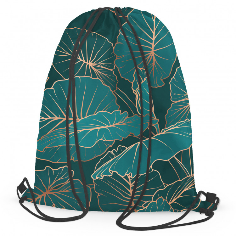 Backpack Night jungle - a botanical composition with allocasia leaves and gold 147448