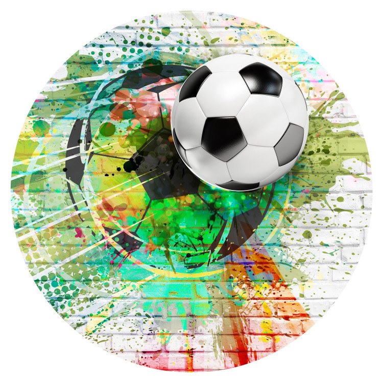 Round wallpaper Colorful Sport - Football on the Background of a Multi-Colored Brick Wall 149148 additionalImage 1