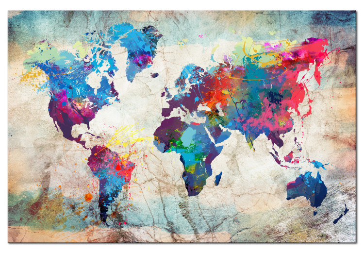 Canvas World Map: Colourful Madness 97548
