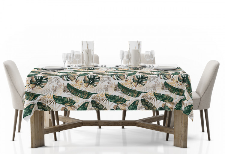 Tablecloth Elegance of leaves - composition in shades of green and gold 147158 additionalImage 4