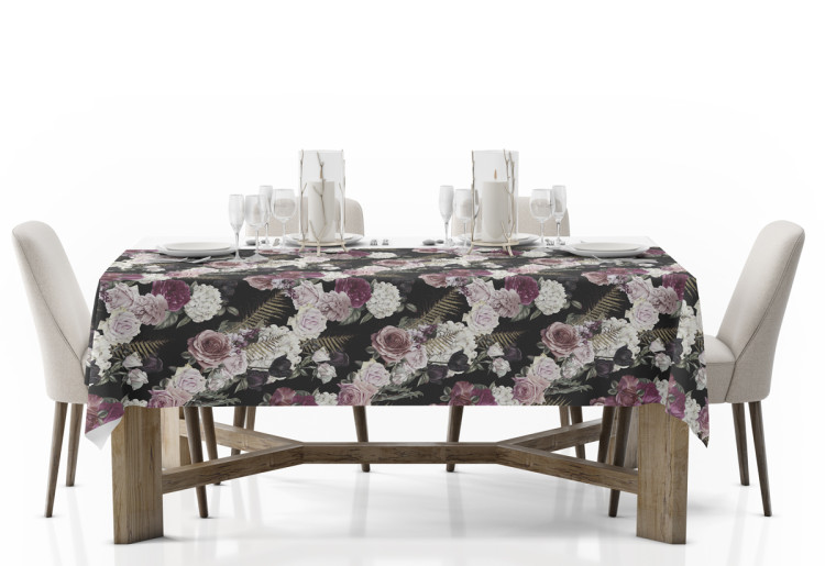 Tablecloth Mystical bouquet - rose flowers and hydrangea on black background 147258 additionalImage 2