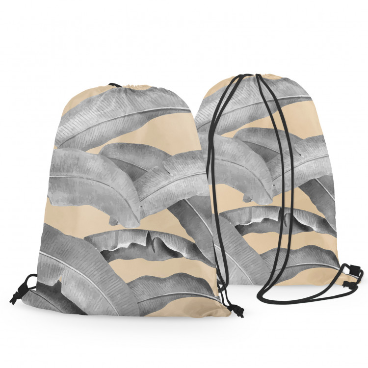 Backpack Leafy curtain in grey - floral pattern with banana tree 147358 additionalImage 3