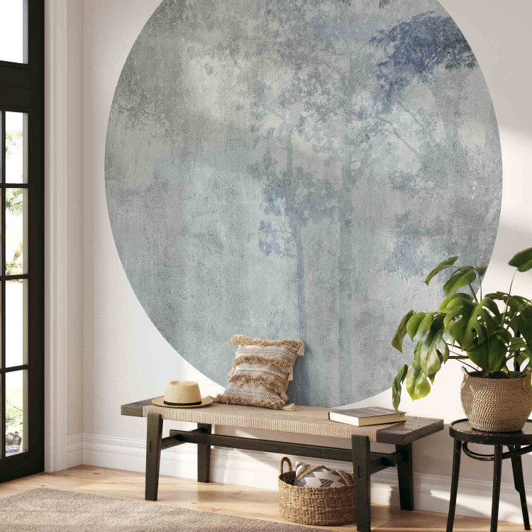 Round wallpaper Morning in the Fog - Forest and Trees in Shades of Blue and Gray 151458 additionalImage 3