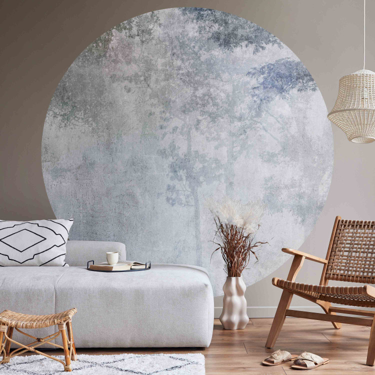 Round wallpaper Morning in the Fog - Forest and Trees in Shades of Blue and Gray 151458 additionalImage 2