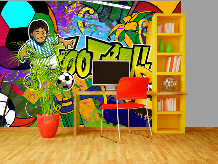 Wall Mural Football Championship - Colorful graffiti about football with a caption 61158