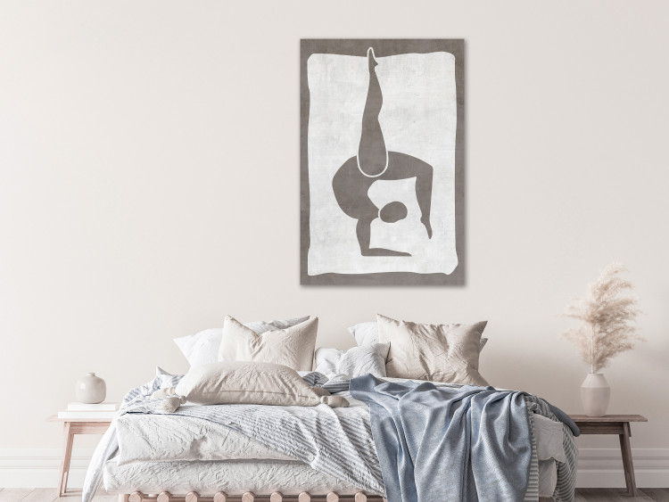 Canvas Gymnastic pose - scandi boho style graphic in grey colours 134168 additionalImage 3