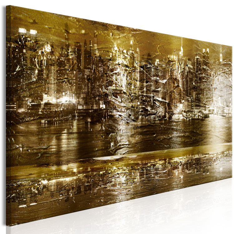 Canvas Golden city architecture - abstraction with imitation texture 135968 additionalImage 2