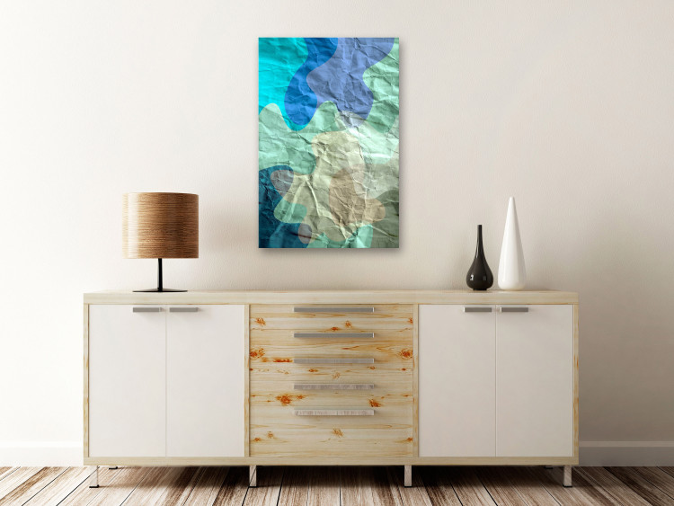 Canvas Sea turquoise - abstract stains on the background of crumpled paper 122278 additionalImage 3