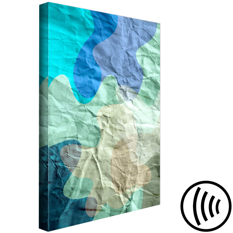 Canvas Sea turquoise - abstract stains on the background of crumpled paper 122278 additionalImage 6