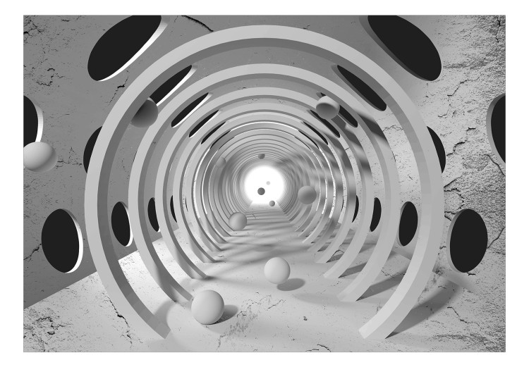 Wall Mural Tunnel of memories - abstract with black and white corridor with 3D effect 127278 additionalImage 1