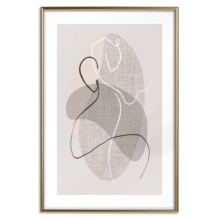 Poster Dance Sensations - abstract line art of silhouettes on light texture 128078 additionalImage 20