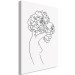 Canvas Figure with flower - black-white, linear woman silhouette and flowers 132178 additionalThumb 2