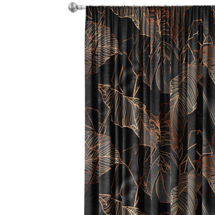 Decorative Curtain Abstract leaves - an intriguing composition with a geometric motif 147678 additionalImage 2