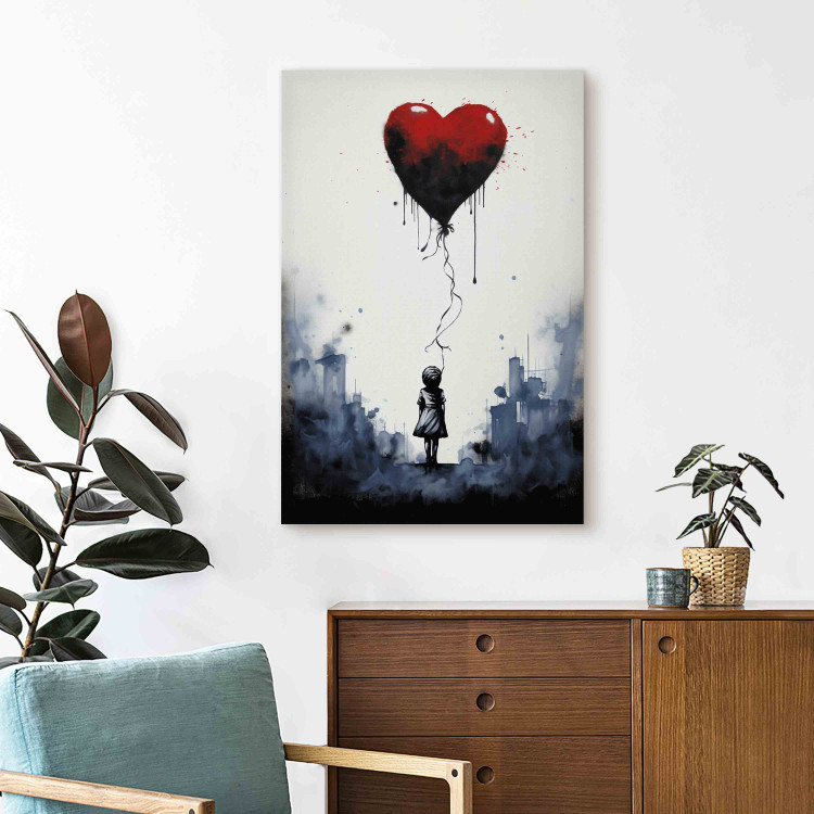 Acrylic Print Flying Balloon - Watercolor Composition in Banksy Style [Glass] 151878 additionalImage 3