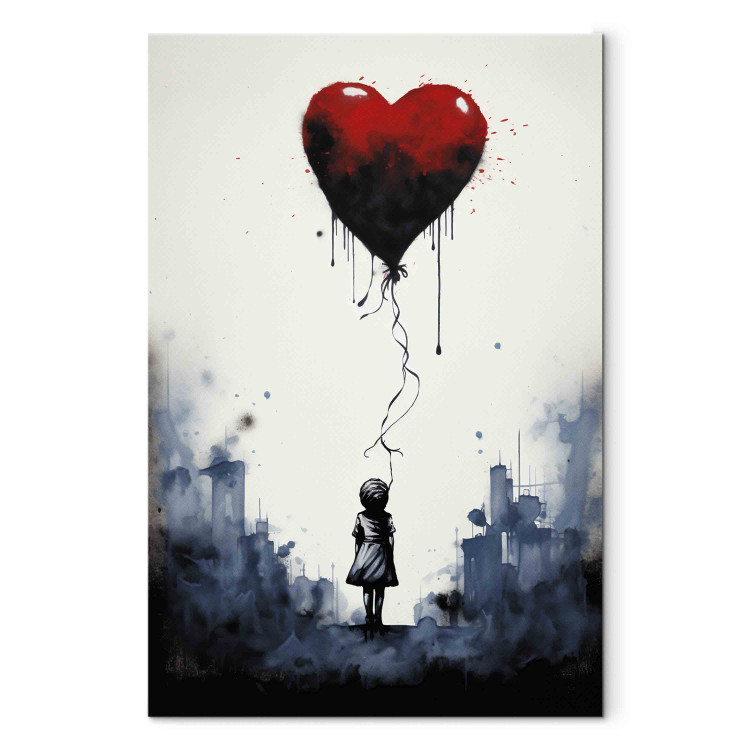 Acrylic Print Flying Balloon - Watercolor Composition in Banksy Style [Glass] 151878 additionalImage 2