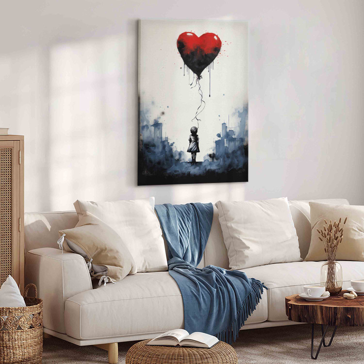 Acrylic Print Flying Balloon - Watercolor Composition in Banksy Style [Glass] 151878 additionalImage 5