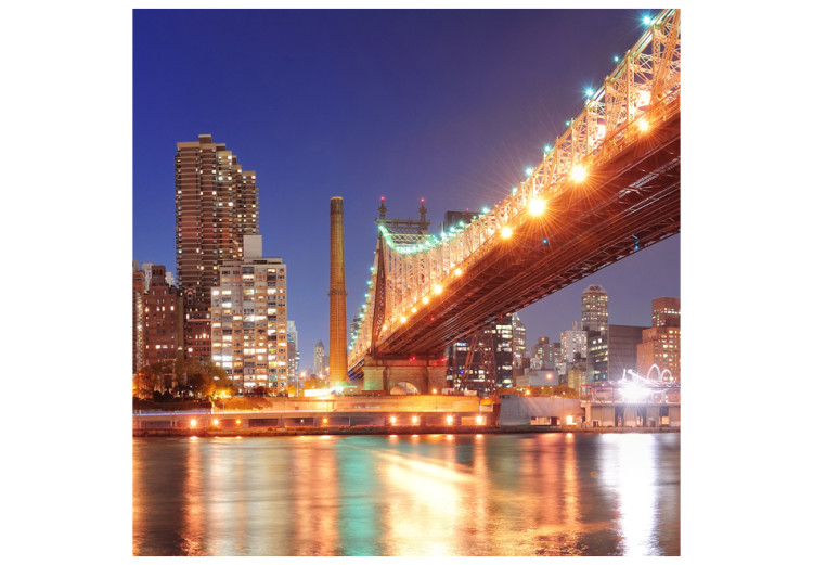 Wall Mural Brooklyn Bridge - Nighttime Architecture of New York Illuminated by Lamps 61578 additionalImage 1