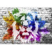 Wall Mural Urban Africa - colourful lion motif on white background with brick texture 126888 additionalThumb 3