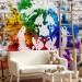 Wall Mural Urban Africa - colourful lion motif on white background with brick texture 126888 additionalThumb 4