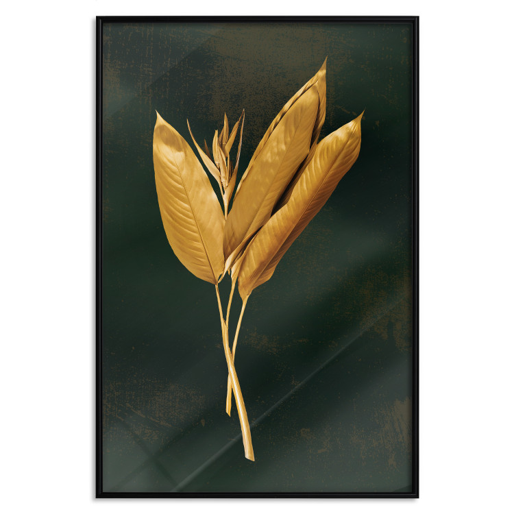 Poster Golden Vegetation - Bouquet of Leaves on a Dark Green Background 145488 additionalImage 17