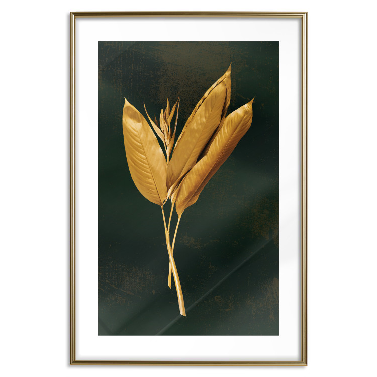 Poster Golden Vegetation - Bouquet of Leaves on a Dark Green Background 145488 additionalImage 20