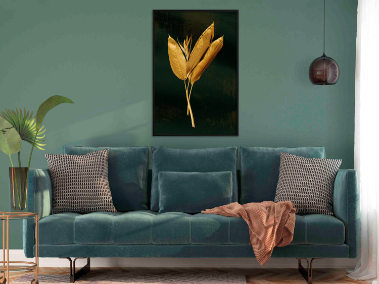 Poster Golden Vegetation - Bouquet of Leaves on a Dark Green Background 145488 additionalImage 16