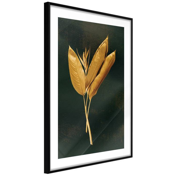 Poster Golden Vegetation - Bouquet of Leaves on a Dark Green Background 145488 additionalImage 4