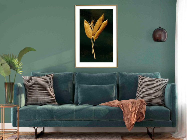 Poster Golden Vegetation - Bouquet of Leaves on a Dark Green Background 145488 additionalImage 10