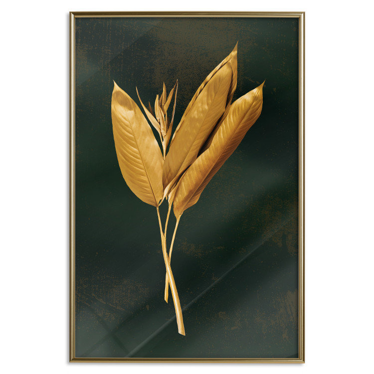 Poster Golden Vegetation - Bouquet of Leaves on a Dark Green Background 145488 additionalImage 18
