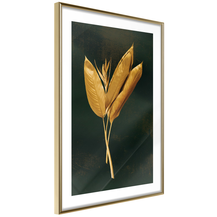 Poster Golden Vegetation - Bouquet of Leaves on a Dark Green Background 145488 additionalImage 8