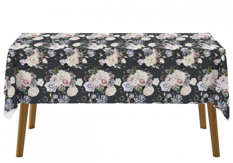 Tablecloth Stately bouquet - rose and peony flowers on black background 147288 additionalImage 3