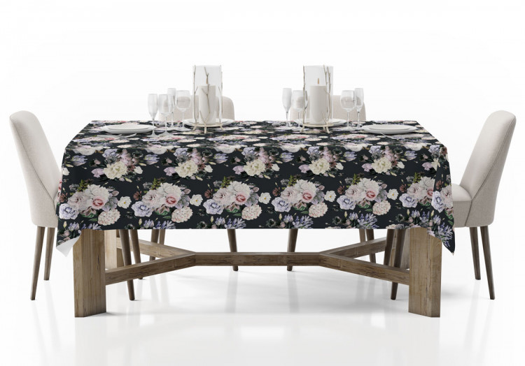 Tablecloth Stately bouquet - rose and peony flowers on black background 147288 additionalImage 4