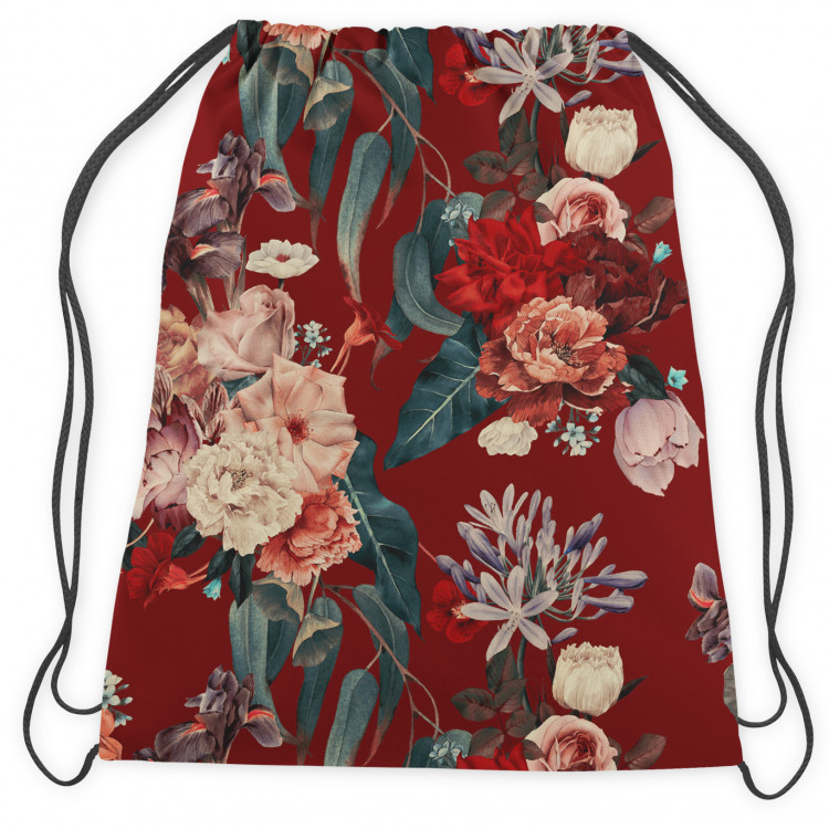 Backpack Noble bouquet - composition of flowers on a burgundy background 147388 additionalImage 2
