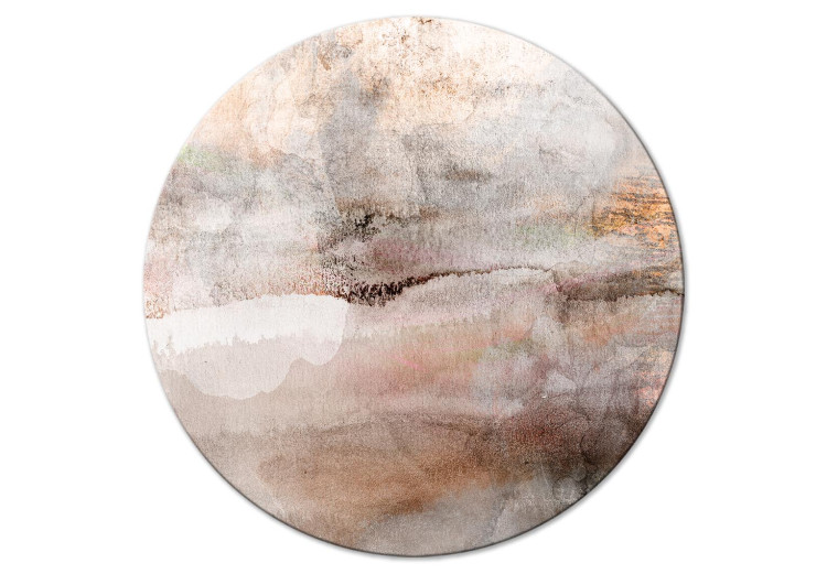 Round Canvas Abstraction - Watercolor Transitions of Beige From White to Black 148688