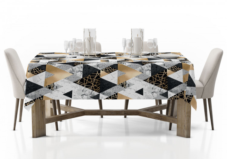 Tablecloth Elegenat geometry - a minimalist design with imitation marble and gold 147198 additionalImage 4