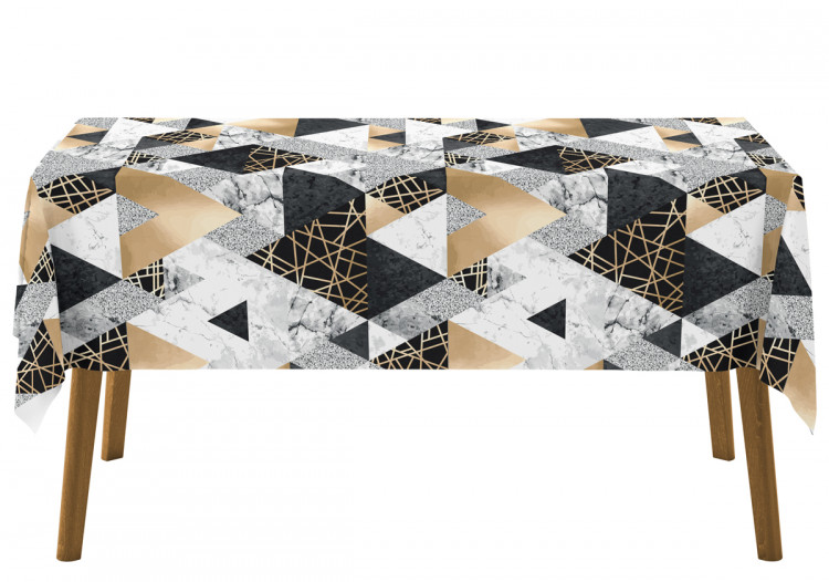 Tablecloth Elegenat geometry - a minimalist design with imitation marble and gold 147198 additionalImage 3
