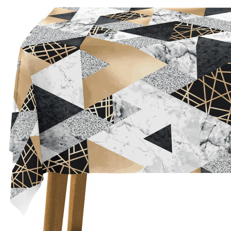 Tablecloth Elegenat geometry - a minimalist design with imitation marble and gold 147198
