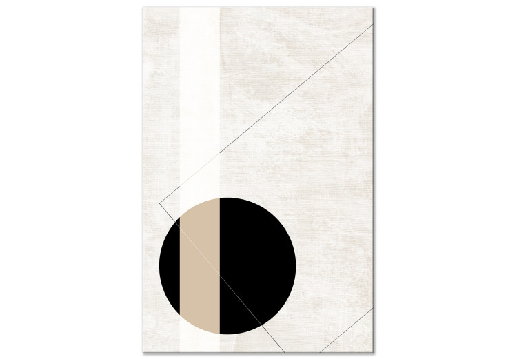 Canvas Black wheel - geometric abstraction on a beige background 137209