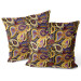 Decorative Velor Pillow Peacock eyes - motif in shades of orange, purple and brown 147309 additionalThumb 3