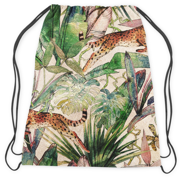 Backpack Savannah parchment - tropical vegetation, cheetahs on beige background 147509 additionalImage 2