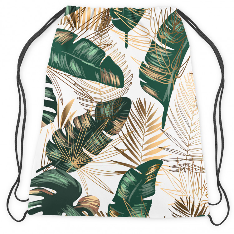 Backpack Elegance of leaves - composition in shades of green and gold 147609 additionalImage 3