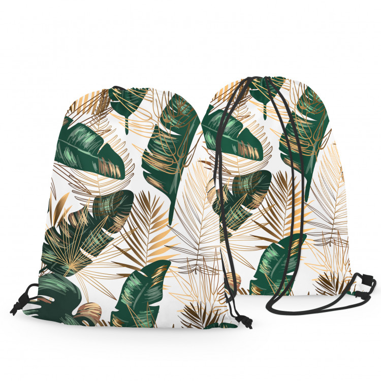 Backpack Elegance of leaves - composition in shades of green and gold 147609 additionalImage 2