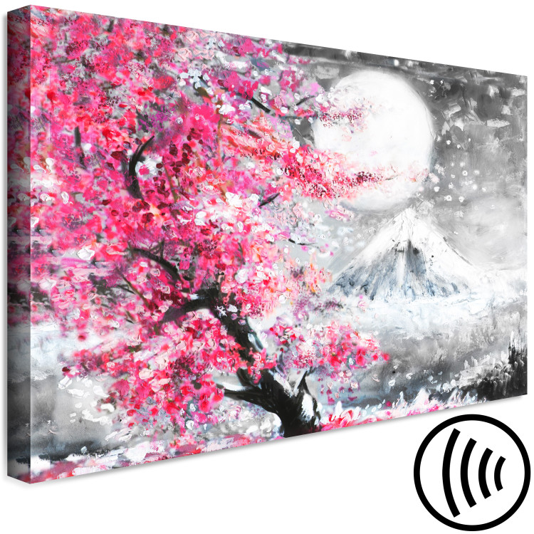 Canvas Blossoming Cherry - Japanese Motif Against the Background of a Landscape With a Mountain and the Moon 147709 additionalImage 6