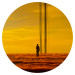 Round wallpaper Solitude in the Clouds - A Figure Standing Against a Background of Intense Yellow Sky 151609 additionalThumb 1