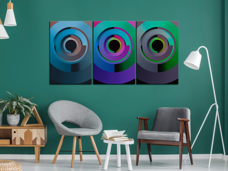 Canvas Gradient triptych - geometric abstraction in muted colors 118419 additionalImage 3