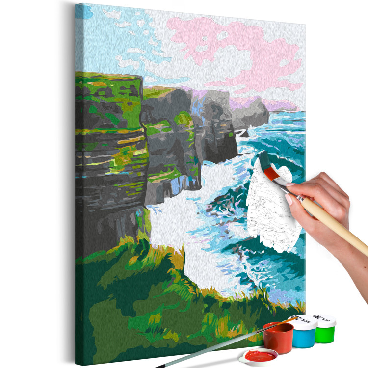 Paint by Number Kit Cliffs of Moher - Foaming Waves, Grassy Cliff and Pink Skies 144519 additionalImage 3